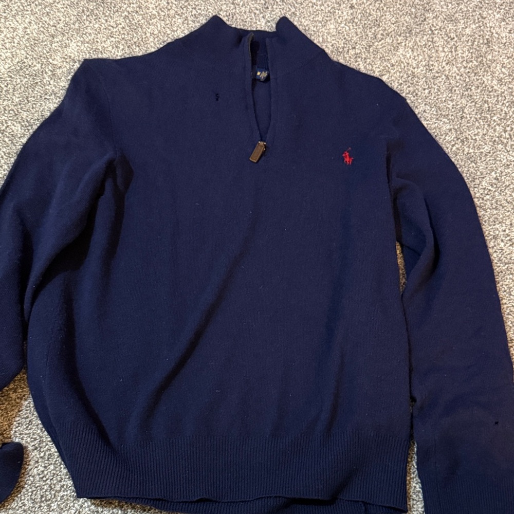 Ralph Lauren Men's Dark Blue Zip-Up Sweater